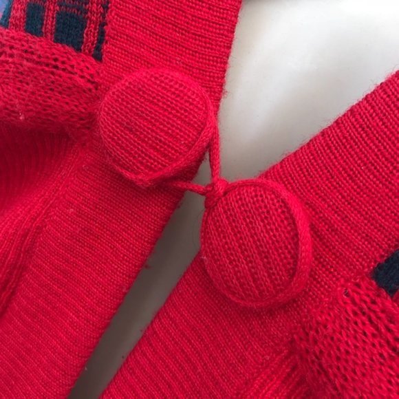 Women's Vintage Knit Fully Lined Jacket Red Jacket - Picture 3 of 4